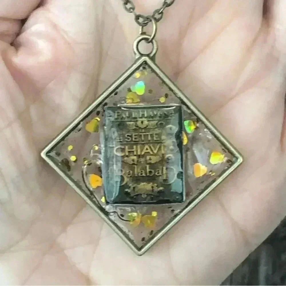 Handmade Diamond Book Lover Reader Teacher Librarian Writer Bronze Necklace New